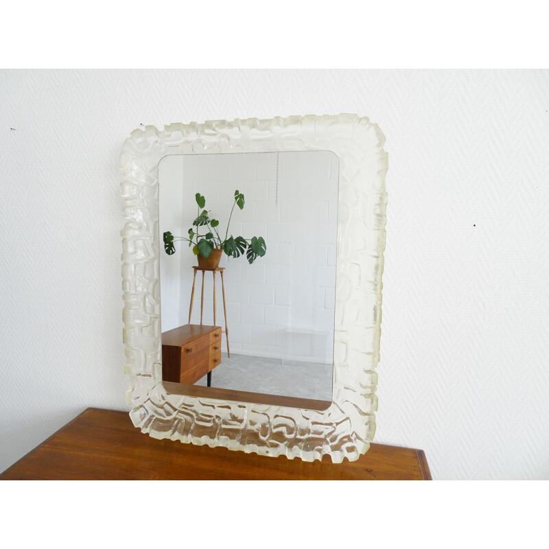 Vintage illuminated mirror with acrylic frame, 1960s