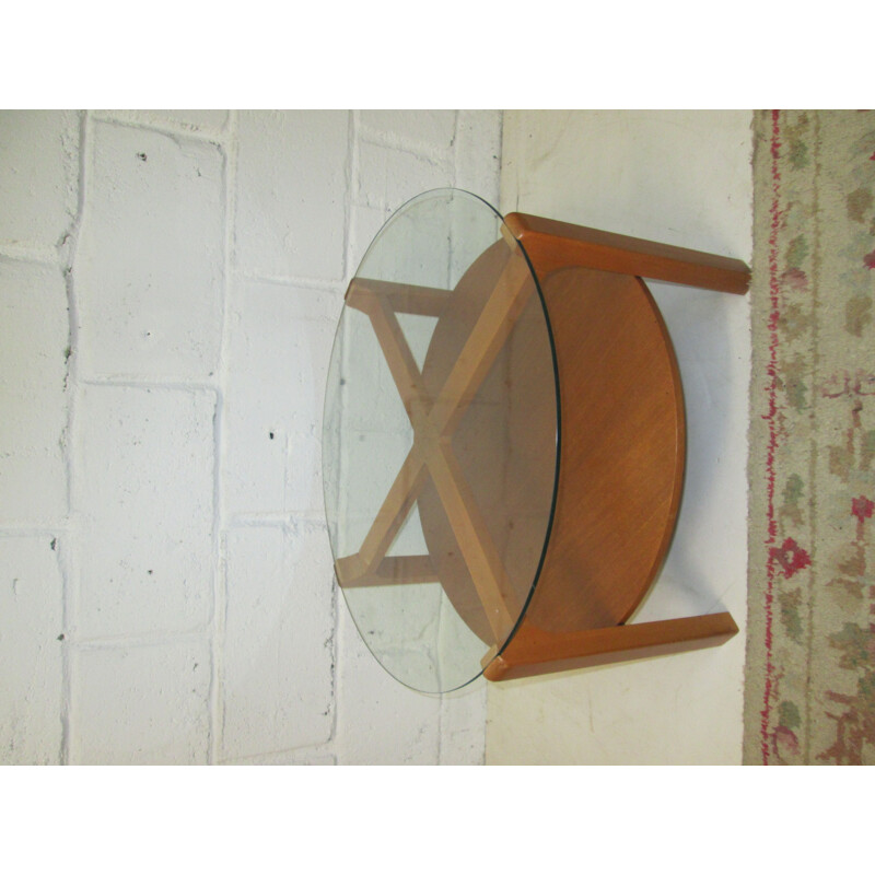 Vintage teak and glass coffee table