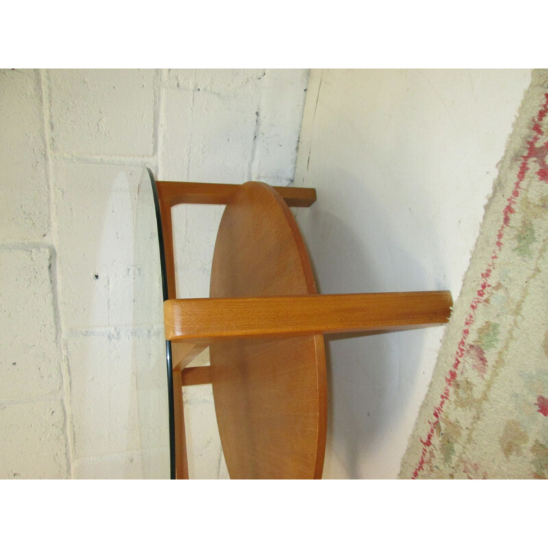 Vintage teak and glass coffee table