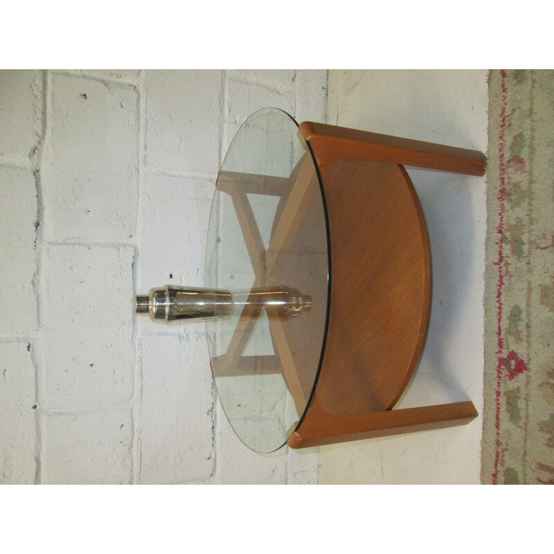 Vintage teak and glass coffee table