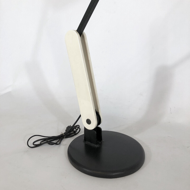 Vintage white articulated plastic and metal table lamp by Harvey Guzzini, 1970