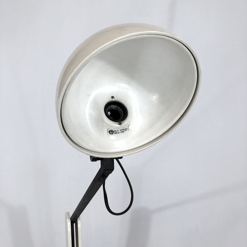 Vintage white articulated plastic and metal table lamp by Harvey Guzzini, 1970