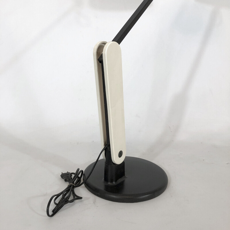 Vintage white articulated plastic and metal table lamp by Harvey Guzzini, 1970