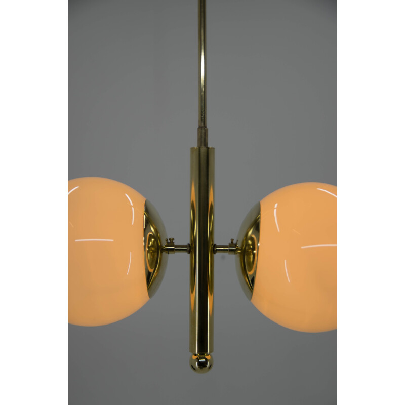 Vintage art deco brass chandelier, 1930