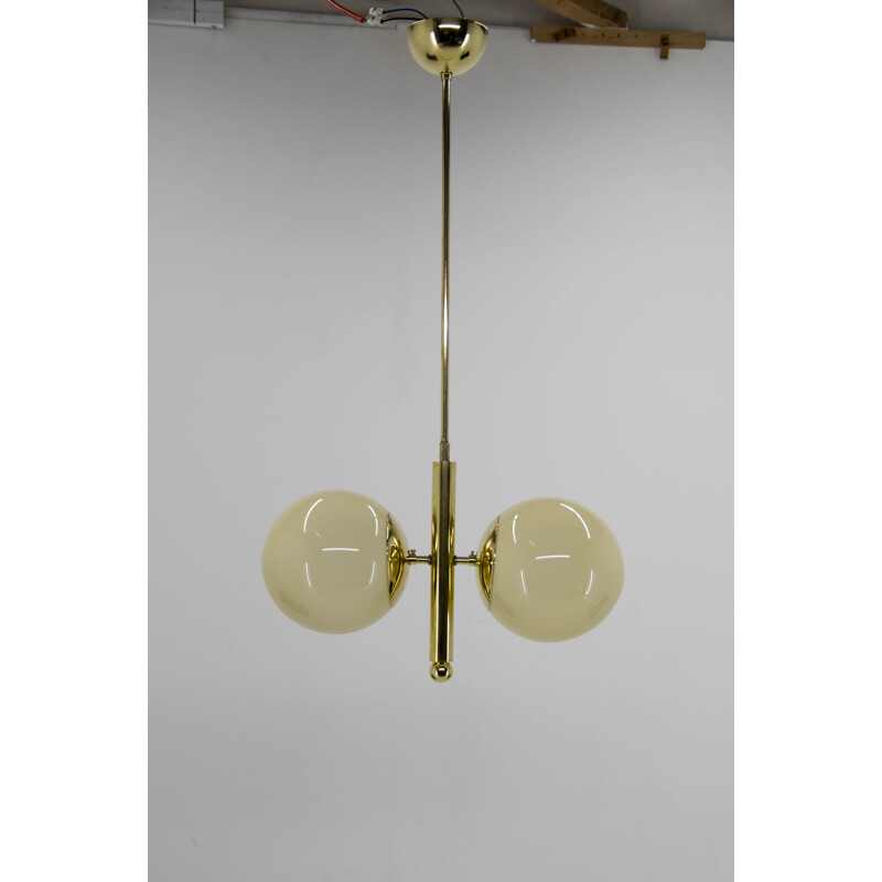 Lampadario d'epoca in ottone art déco, 1930