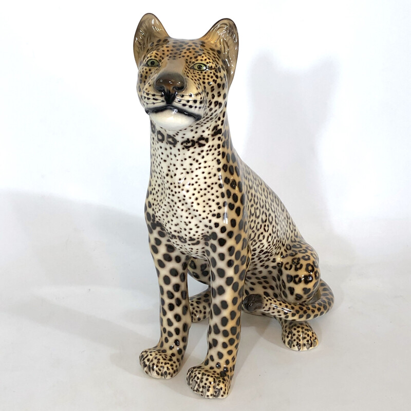 Leopardo de cerâmica Vintage, Itália 1960