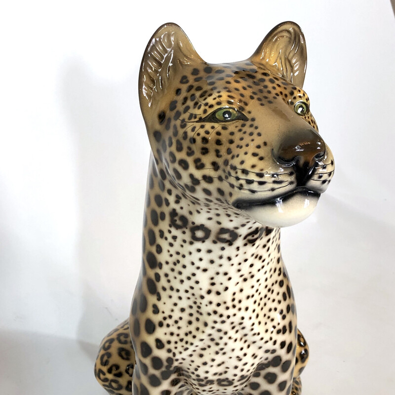 Leopardo in ceramica vintage, Italia 1960