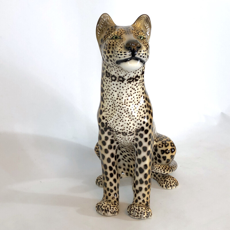 Leopardo in ceramica vintage, Italia 1960