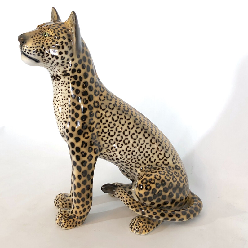 Vintage ceramic leopard, Italy 1960