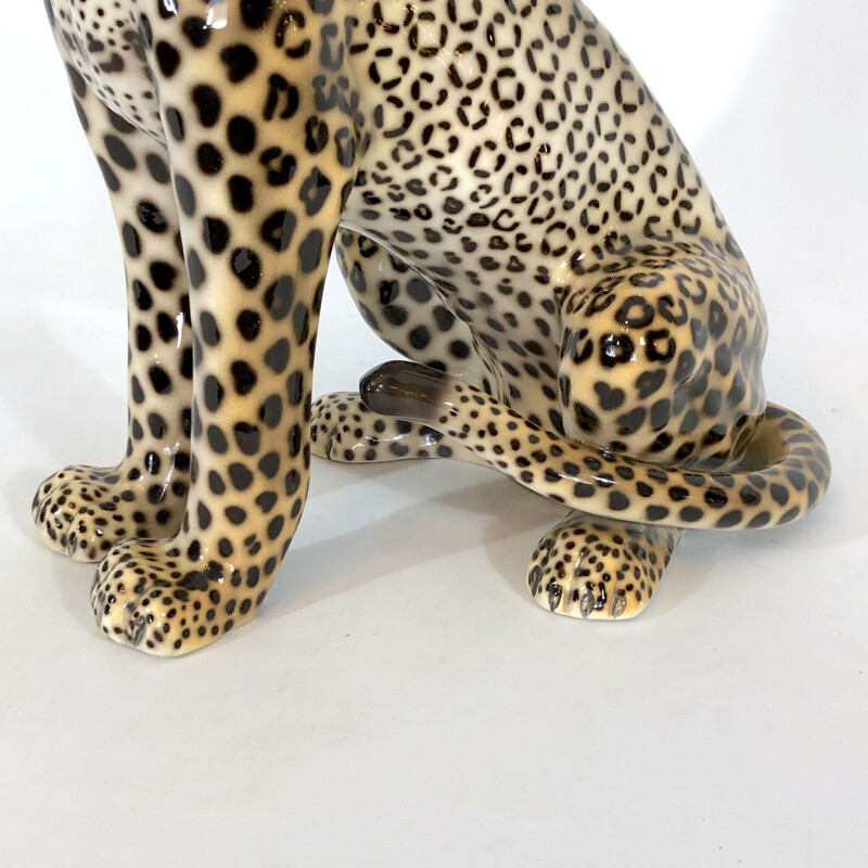 Leopardo in ceramica vintage, Italia 1960