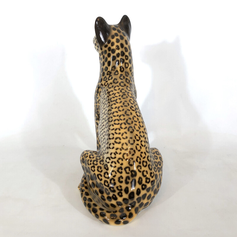 Leopardo in ceramica vintage, Italia 1960