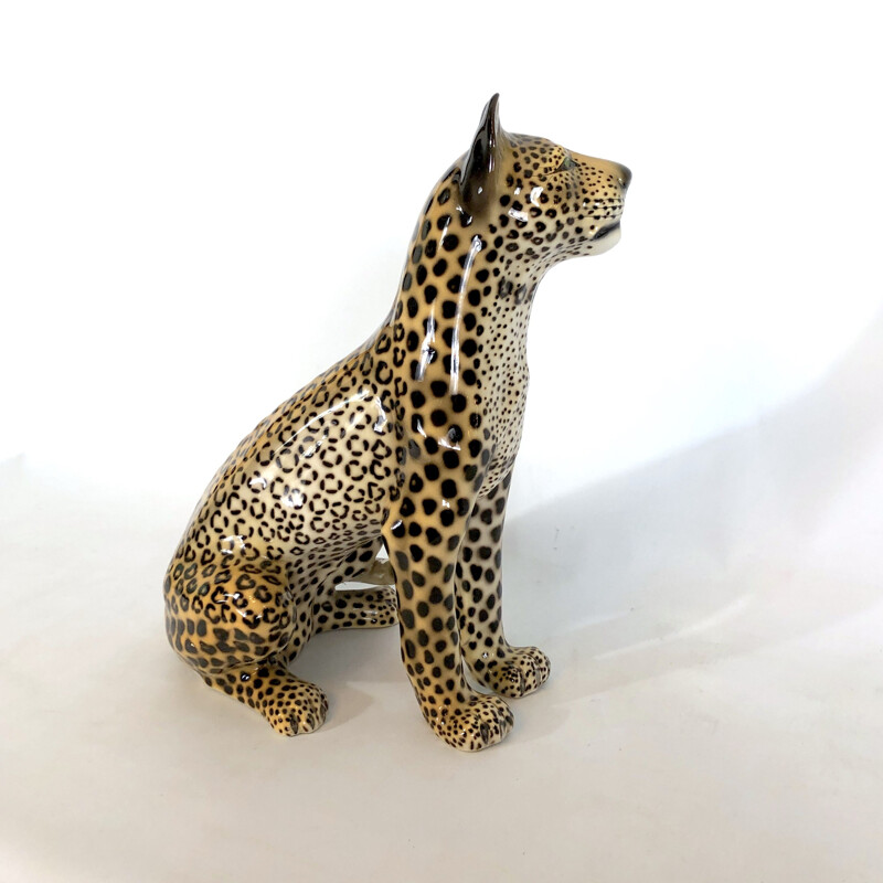 Leopardo de cerâmica Vintage, Itália 1960