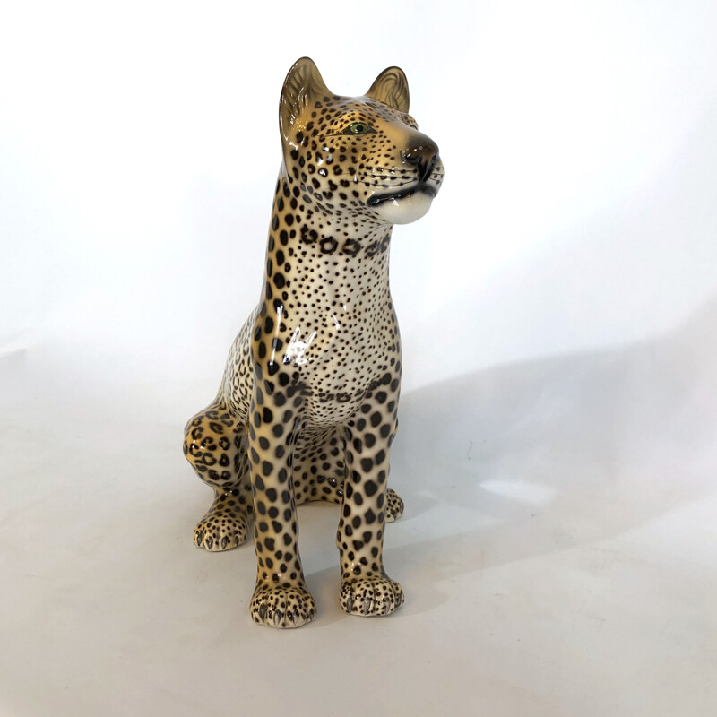 Leopardo in ceramica vintage, Italia 1960