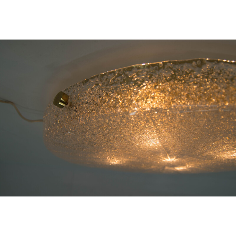 Vintage Murano glass and brass ceiling lamp by Hillebrand, 1960s