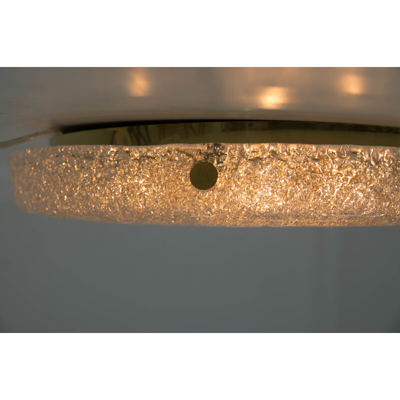 Vintage Murano glass and brass ceiling lamp by Hillebrand, 1960s