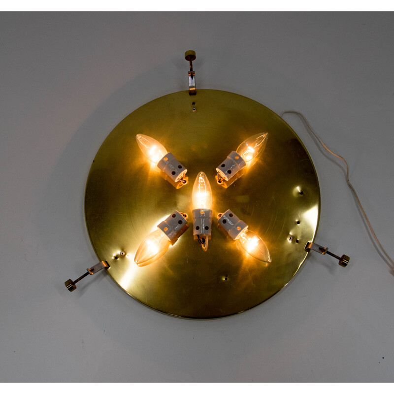 Vintage Murano glass and brass ceiling lamp by Hillebrand, 1960s