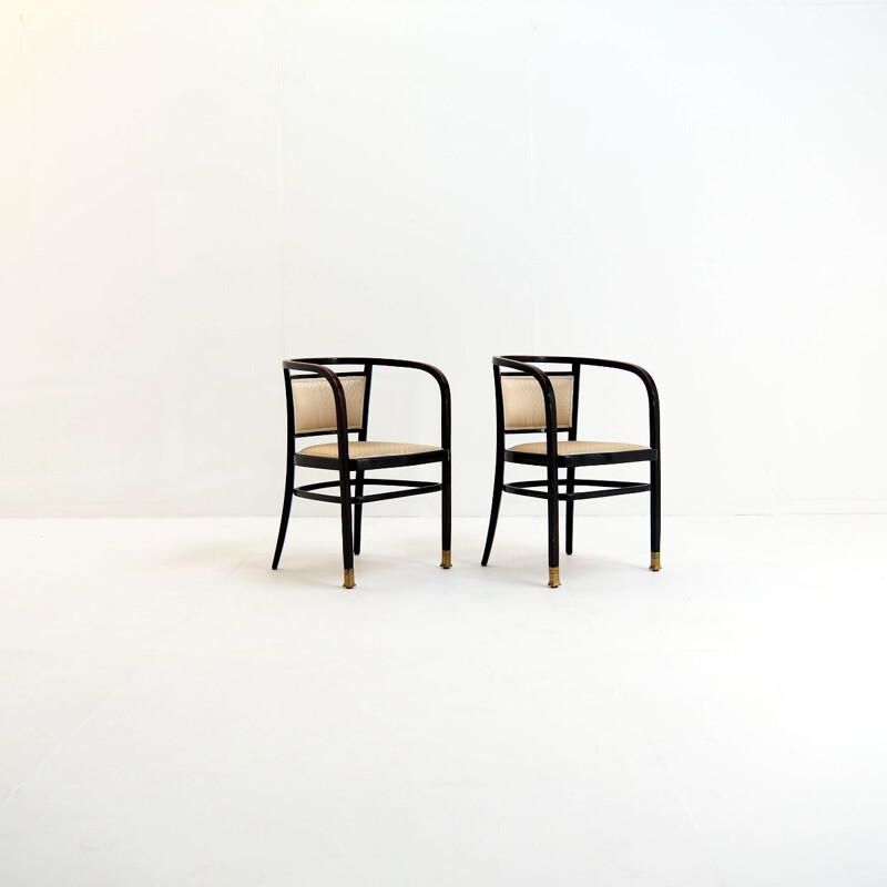 Pair of vintage armchairs from the Vienna Secession by Otto Wagne for the Wiener Postsparkasse