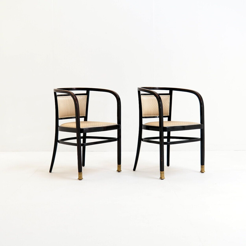 Pair of vintage armchairs from the Vienna Secession by Otto Wagne for the Wiener Postsparkasse