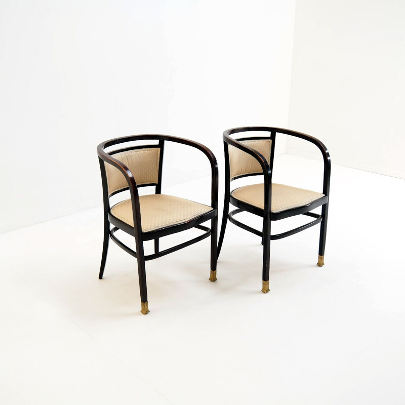 Pair of vintage armchairs from the Vienna Secession by Otto Wagne for the Wiener Postsparkasse