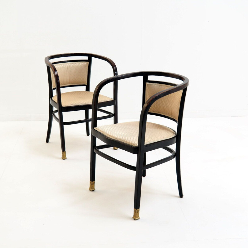 Paar vintage fauteuils uit de Wiener Secession door Otto Wagne voor de Wiener Postsparkasse