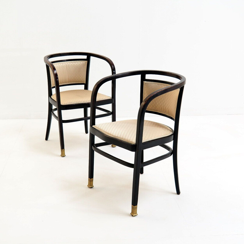 Pair of vintage armchairs from the Vienna Secession by Otto Wagne for the Wiener Postsparkasse