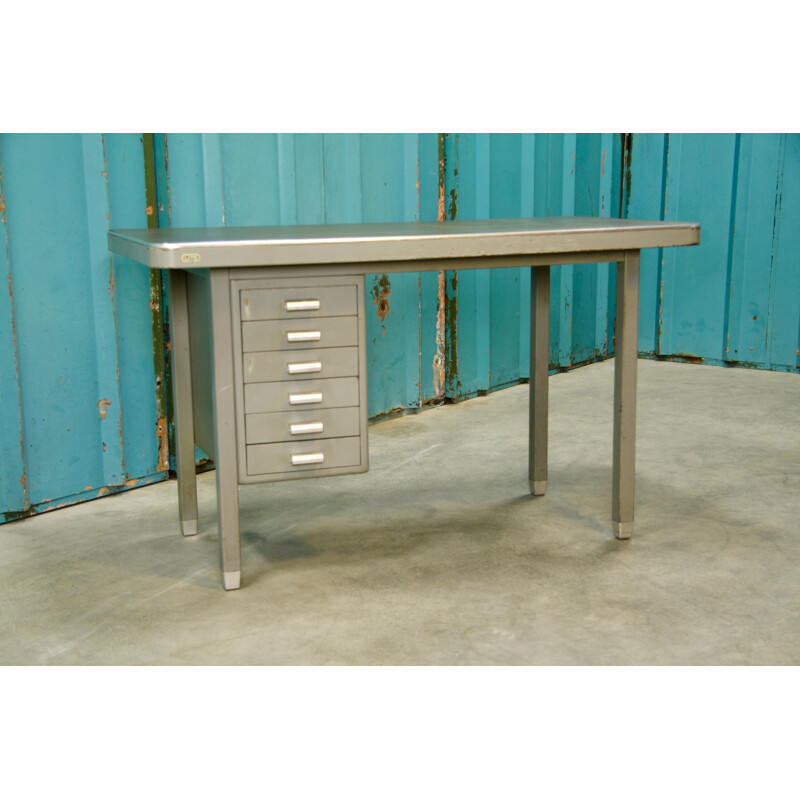 Dutch industrial desk in metal by Lips, 1950-1960s