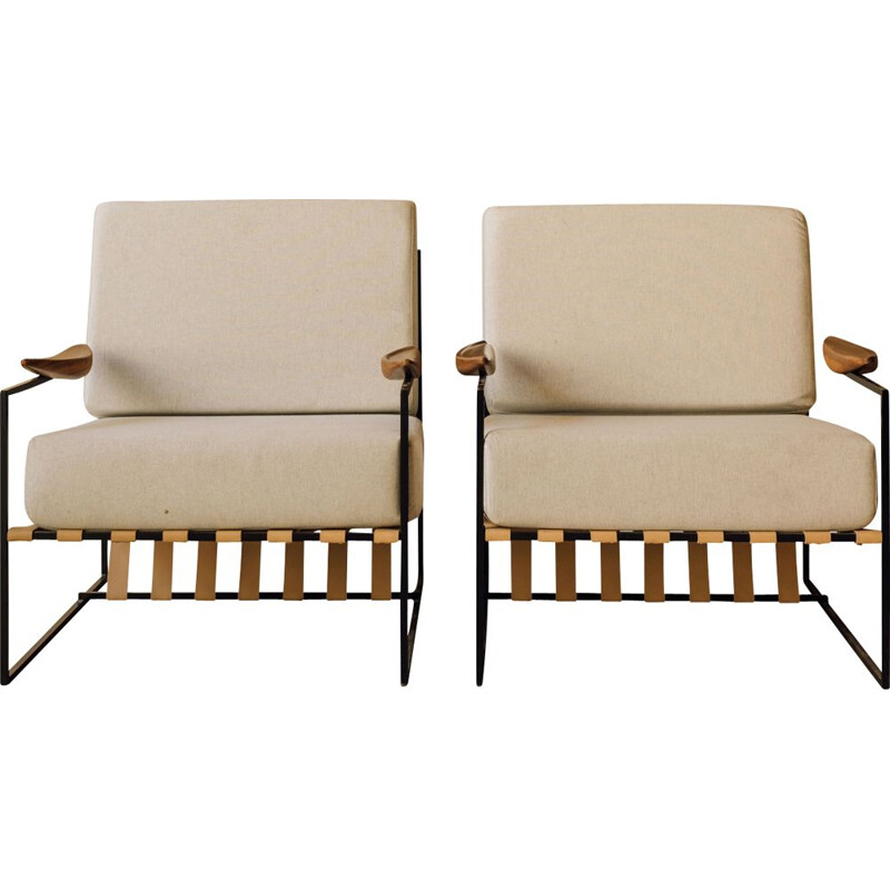 Pair of vintage "Anette" armchairs in wood by Jorge Zalszupin, 1960
