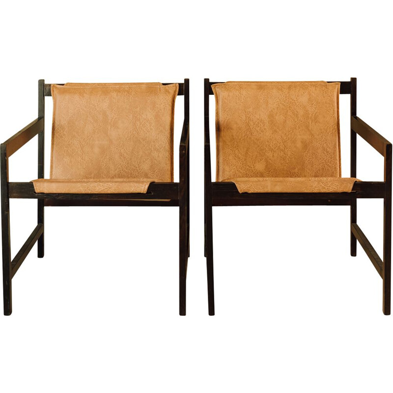 Pareja de sillones vintage lia en pallisander de Sergio Rodrigues, 1962