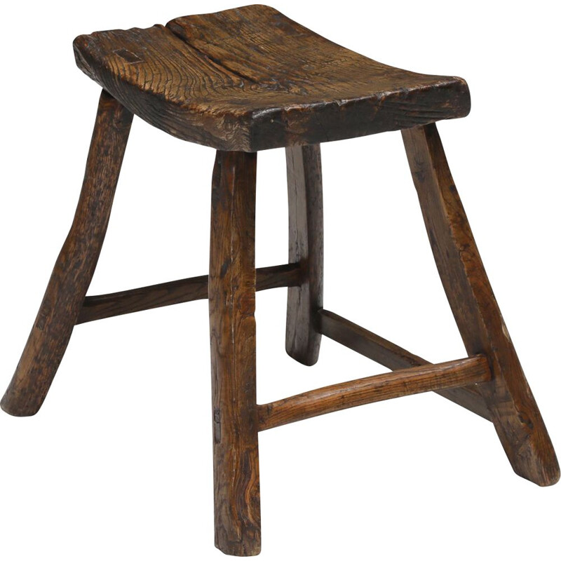 Wabi-Sabi vintage rustic stool, 1920s