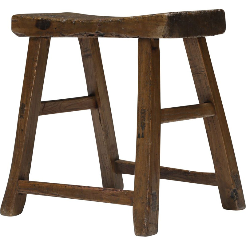 Wabi-Sabi vintage rustic stool, 1920s