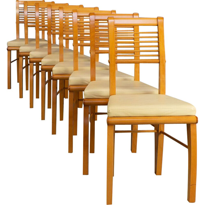 Set of 8 vintage "eubea" dining chair by Massimo Scolari for Giorgetti, 1990s