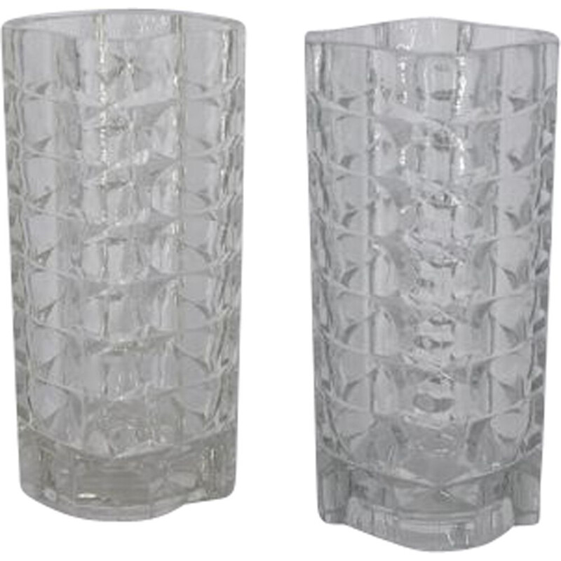 Pair of vintage "Windsor" glass vases by J. G. Durand for Luminarc, France 1970