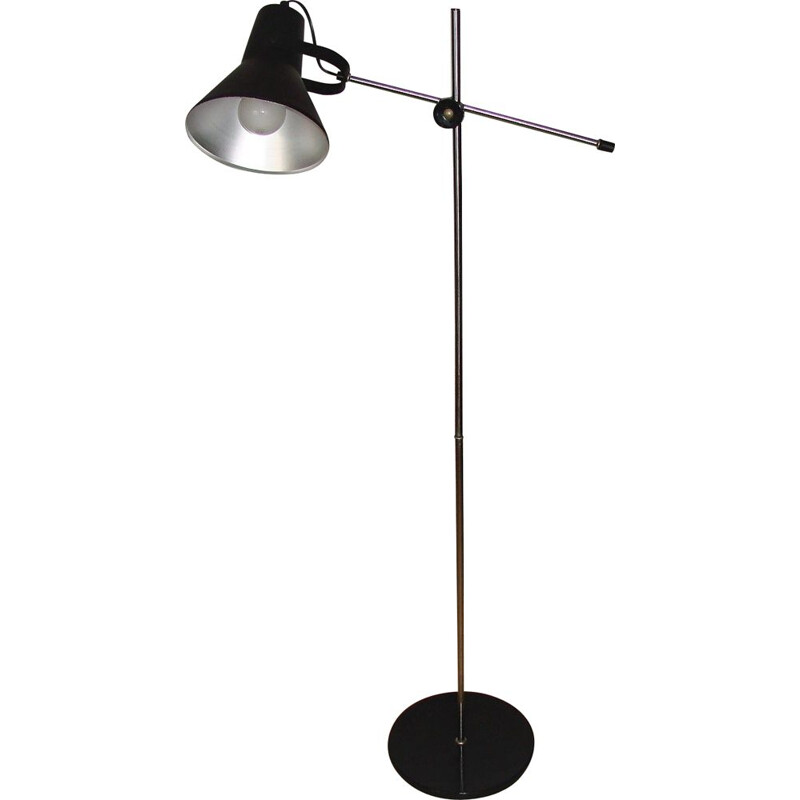 Vintage floor lamp in steel and aluminum, 1970s