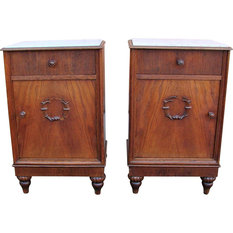 Pair of vintage oakwood night stands