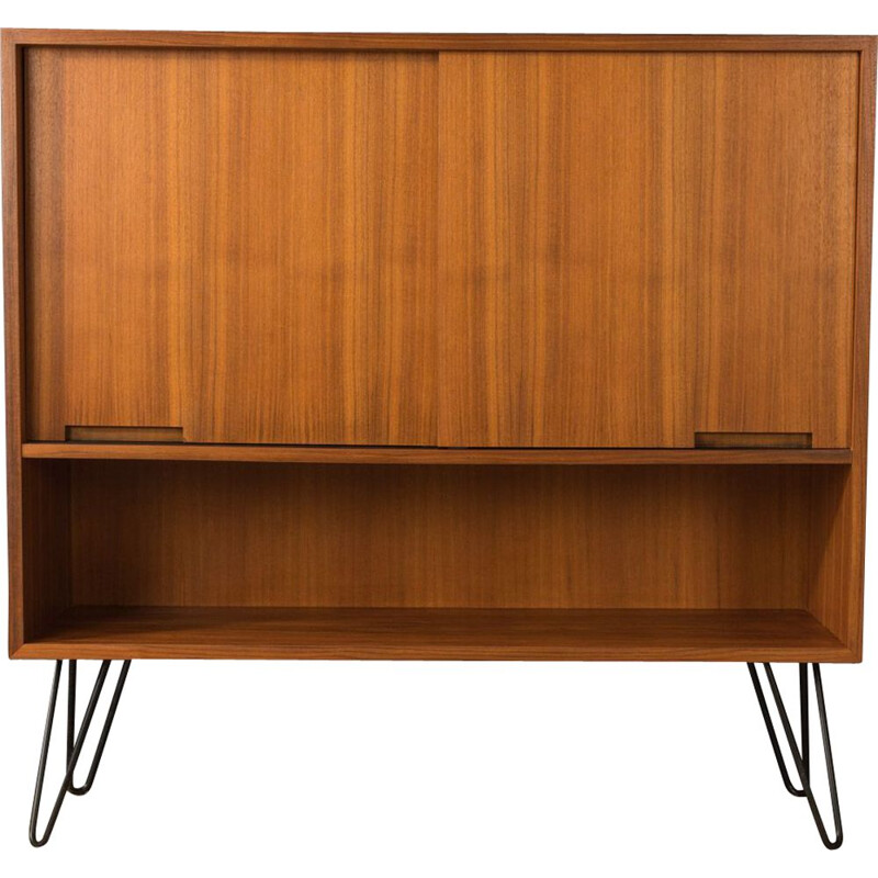 Vintage walnut chest of drawers with two sliding doors, Germany 1960s