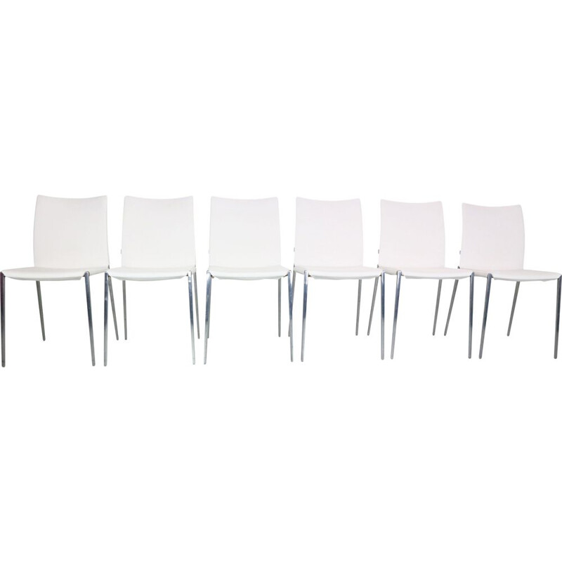 Set of 6 vintage white dinning chairs by Roberto Barbieri for Zanotta, 1999