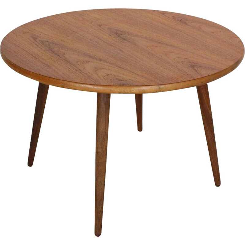 Scandinavian vintage teak round coffee table, Denmark 1960s