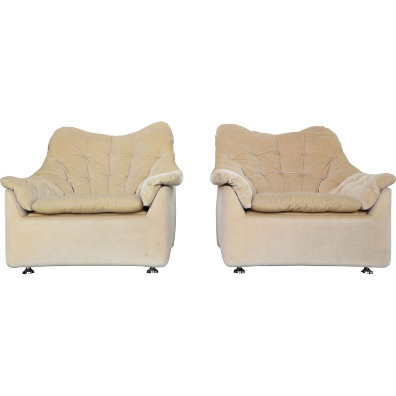 Pair of vintage Art Deco armchairs in mohair, Germany 1950s