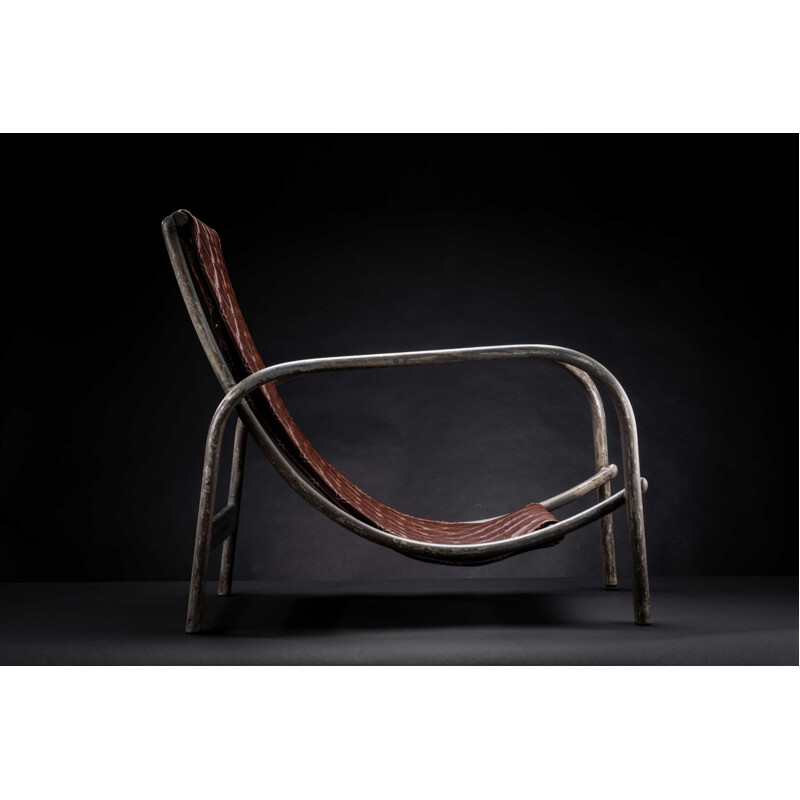 Vintage leather Blimp armchair, 1917