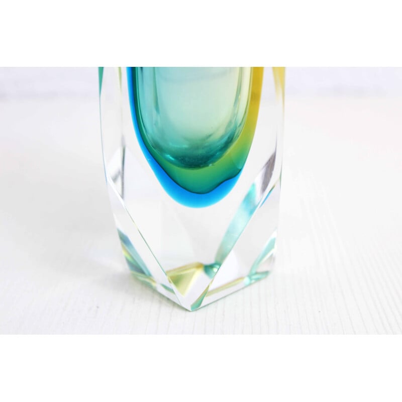 Sommerso vintage vase in Murano glass