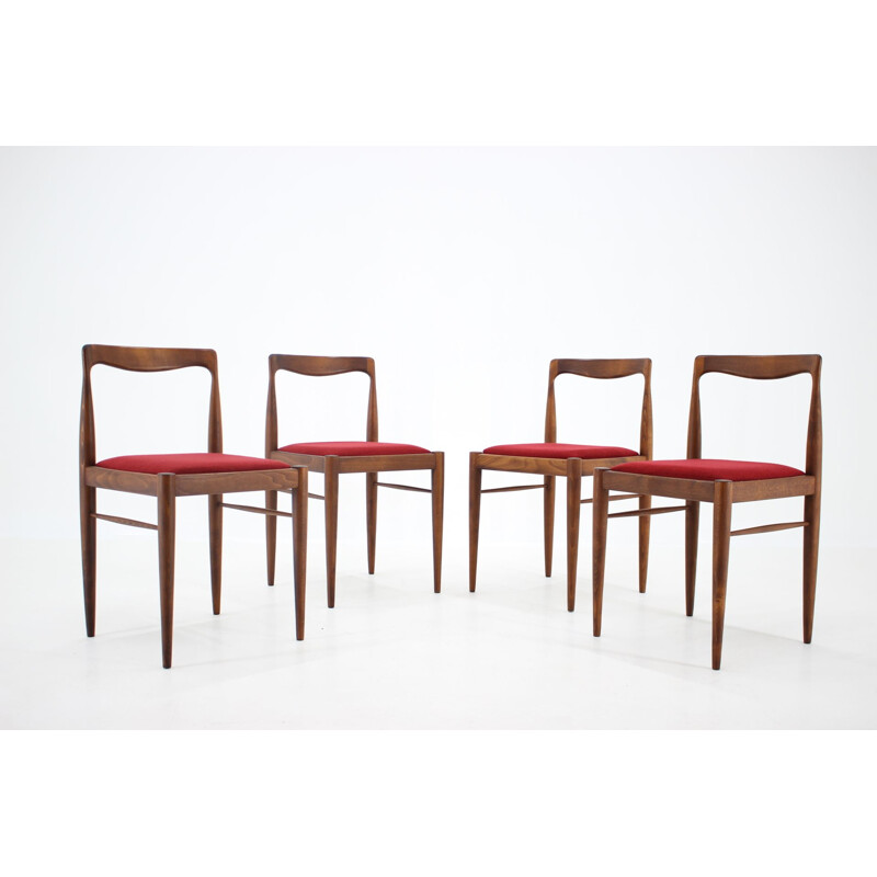 Set of 4 vintage minimalist dining chairs by Drevotvar, Czechoslovakia 1970s