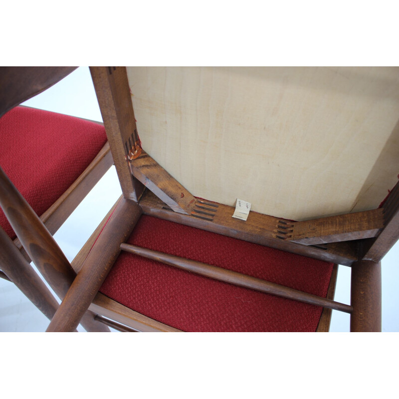 Juego de 4 sillas minimalistas vintage de Drevotvar, Checoslovaquia 1970
