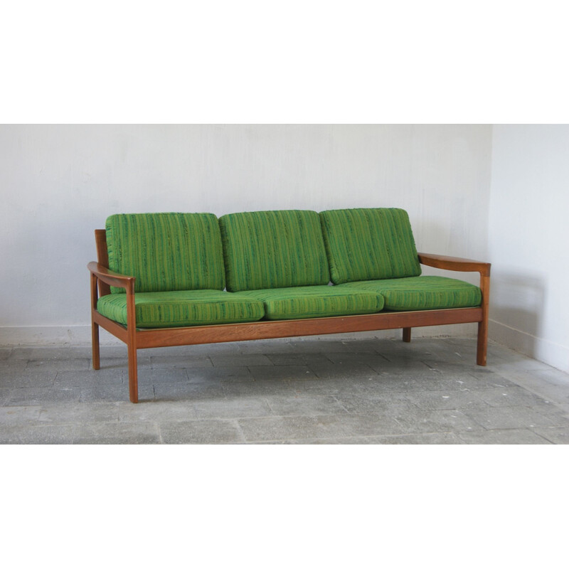 3-lugares de teca vintage e sofá de lã por Arne Wahl Iversen for Comfort, Dinamarca