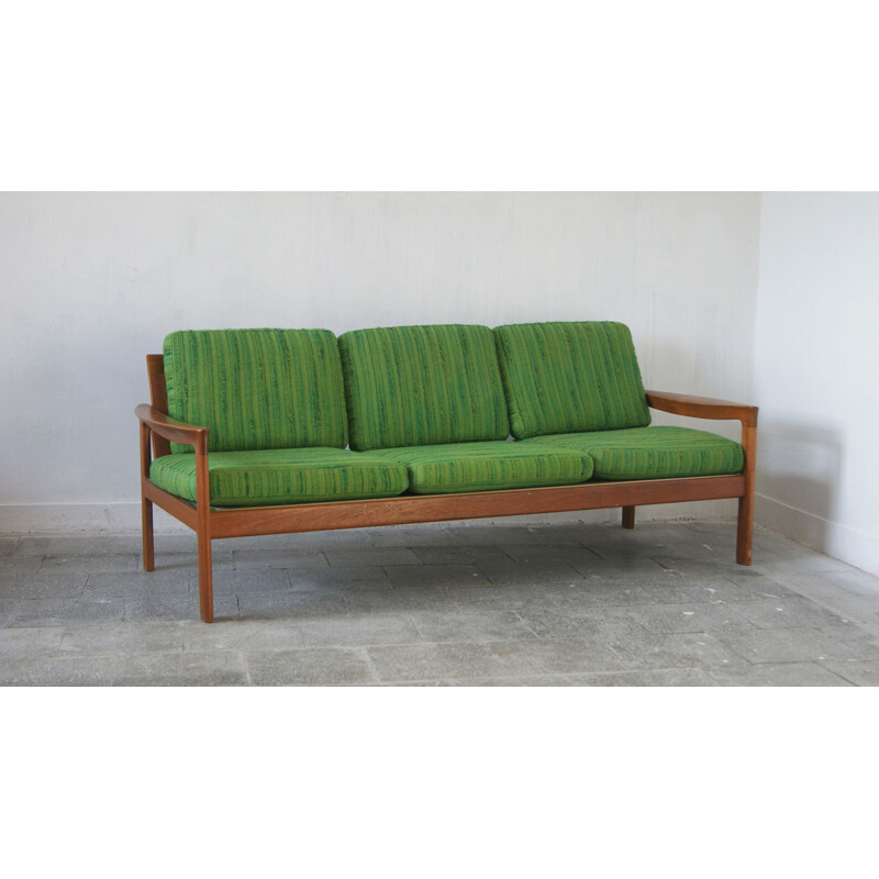 Vintage teak & wool 3-seat sofa by Arne Wahl Iversen for Comfort, Denmark