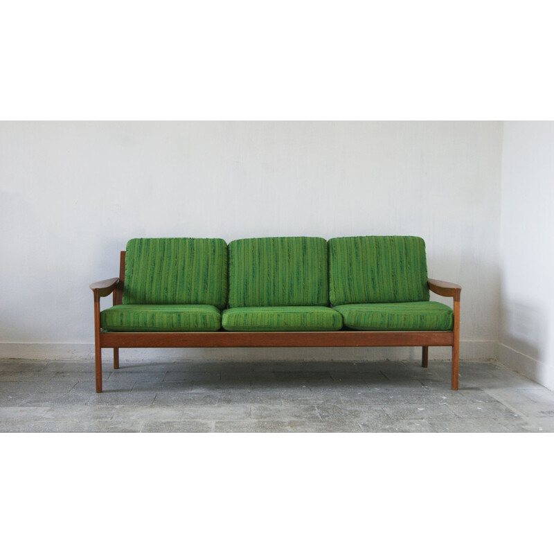 3-lugares de teca vintage e sofá de lã por Arne Wahl Iversen for Comfort, Dinamarca
