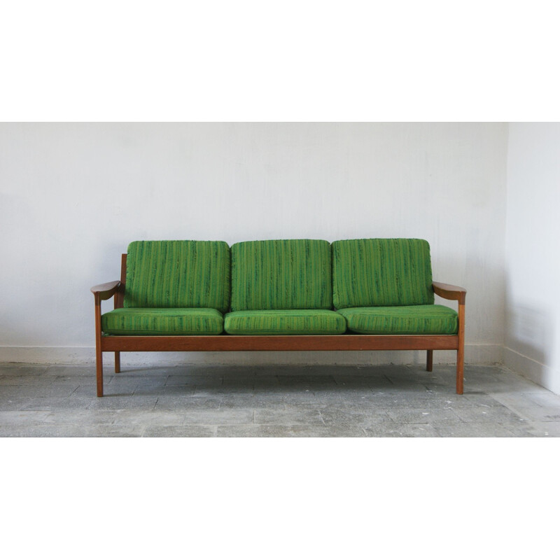 Vintage teak & wool 3-seat sofa by Arne Wahl Iversen for Comfort, Denmark