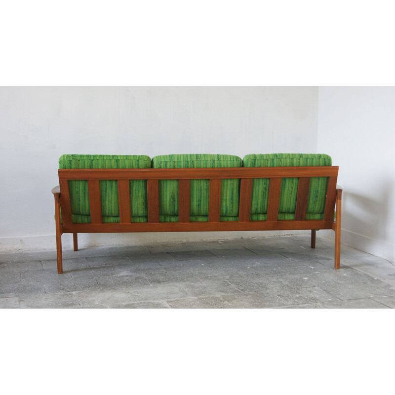 Canapé 3 places vintage en teck et laine par Arne Wahl Iversen pour Comfort, Danemark