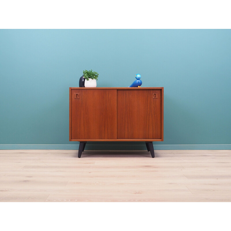 Vintage teak chest of drawers with sliding door, Denmark 1970