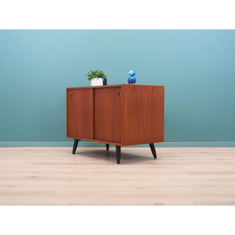 Vintage teak chest of drawers with sliding door, Denmark 1970