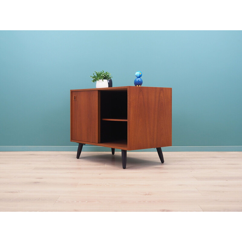 Vintage teak chest of drawers with sliding door, Denmark 1970